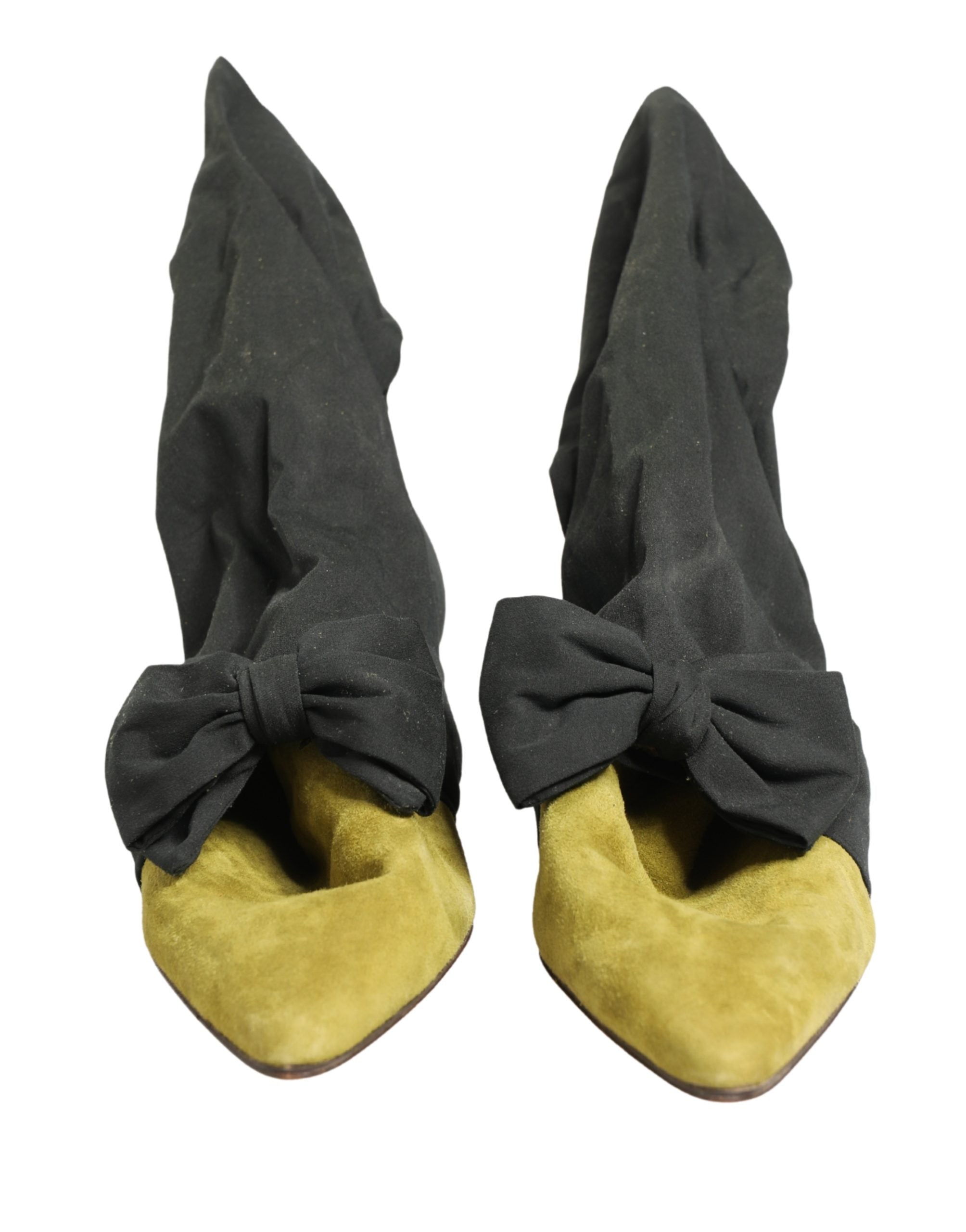 Bottes en daim noires et jaunes Dolce & Gabbana, chaussures élégantes avec design moderne et détails sophistiqués.