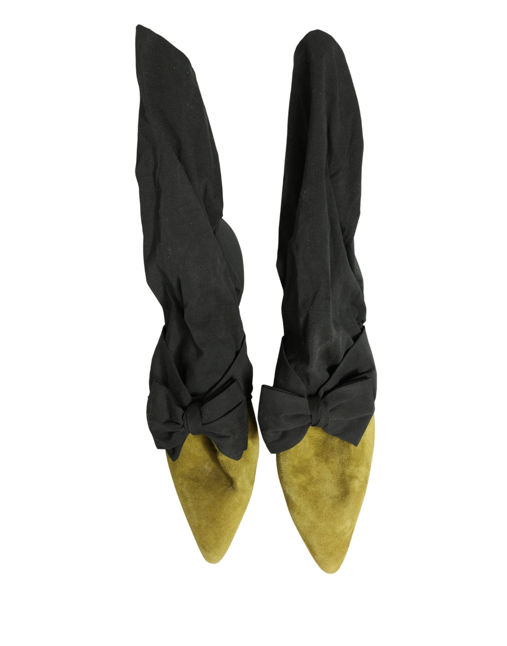 Bottes en daim noires et jaunes de Dolce & Gabbana, chaussures élégantes avec design sophistiqué.