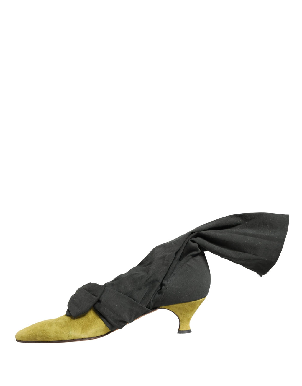 Bottes en daim noir et jaune Dolce & Gabbana, chaussures élégantes avec design moderne, visibles en gros plan.