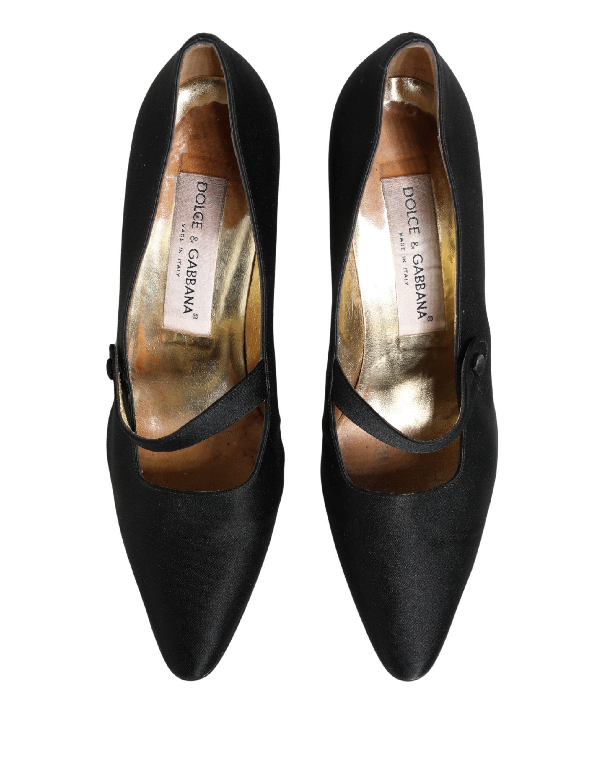 Chaussures à talons Mary Jane en satin noir de Dolce & Gabbana, élégantes et sophistiquées pour femme.