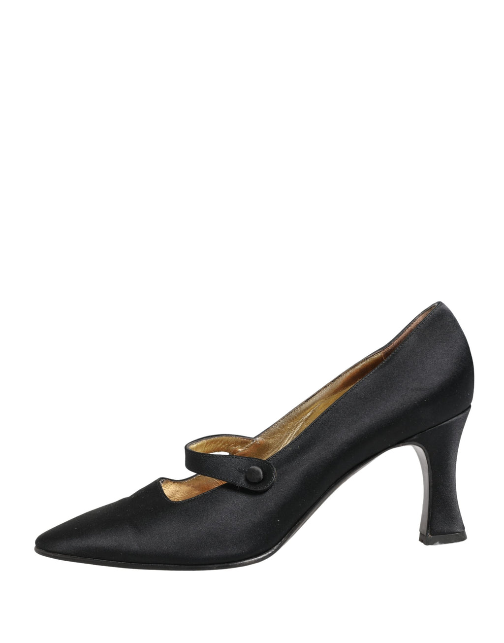 Chaussures noires Dolce & Gabbana en satin, style Mary Jane avec talons, élégantes et sophistiquées pour femmes.