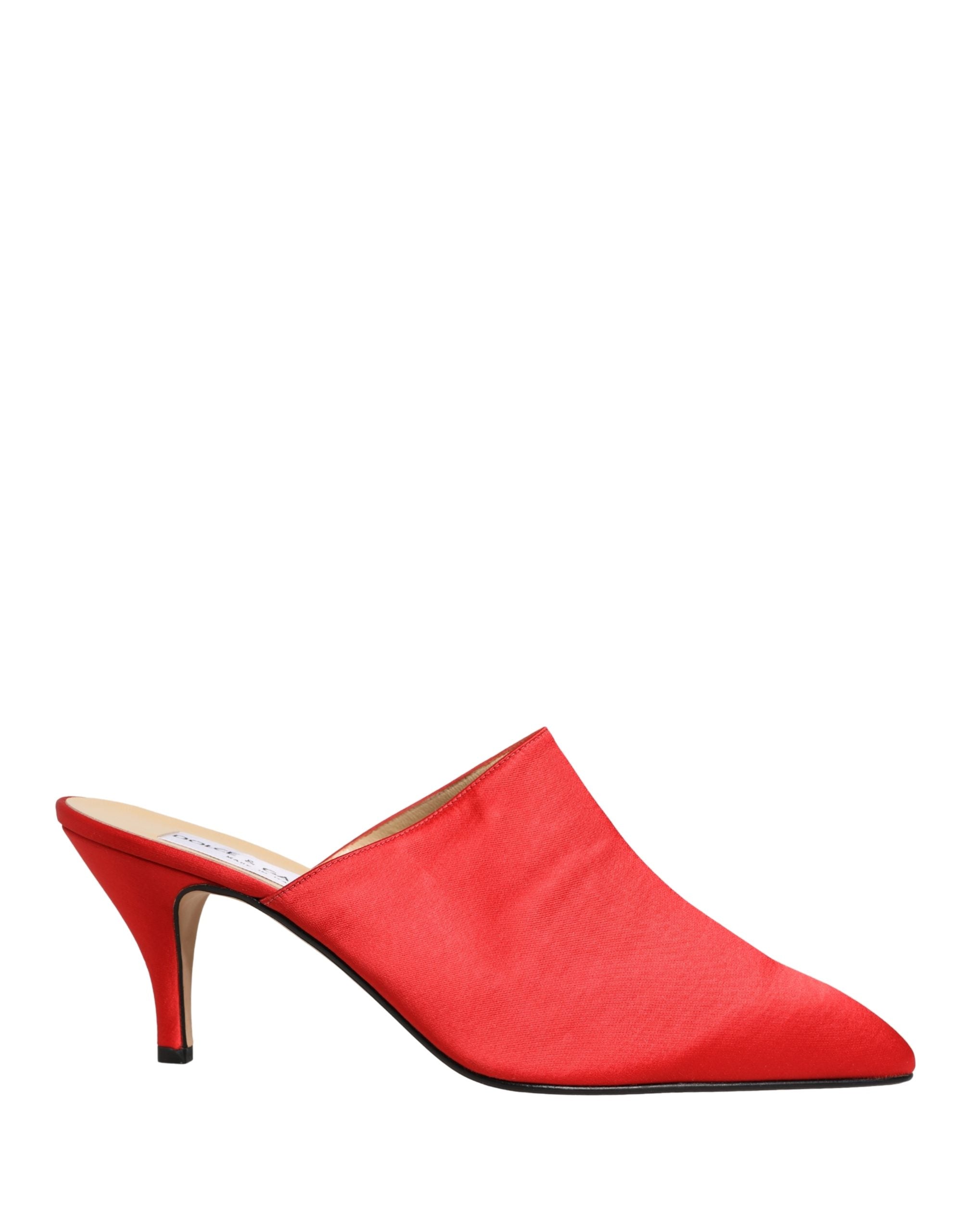 Mules à talons en daim rouge Dolce & Gabbana, chaussures élégantes avec semelle en cuir et design sophistiqué.
