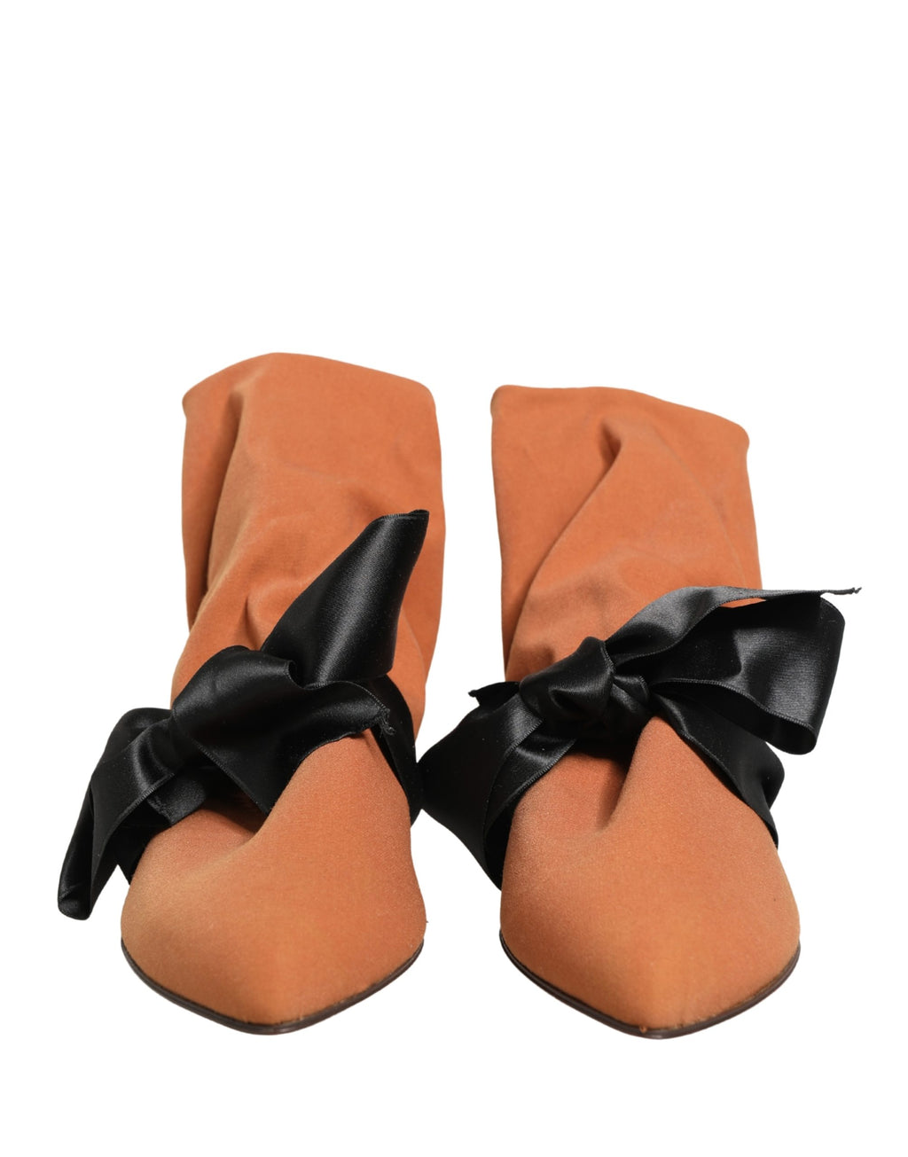 Bottes en daim marron et noir Dolce & Gabbana pour femmes, semelle en cuir et design élégant visible sur l'image.