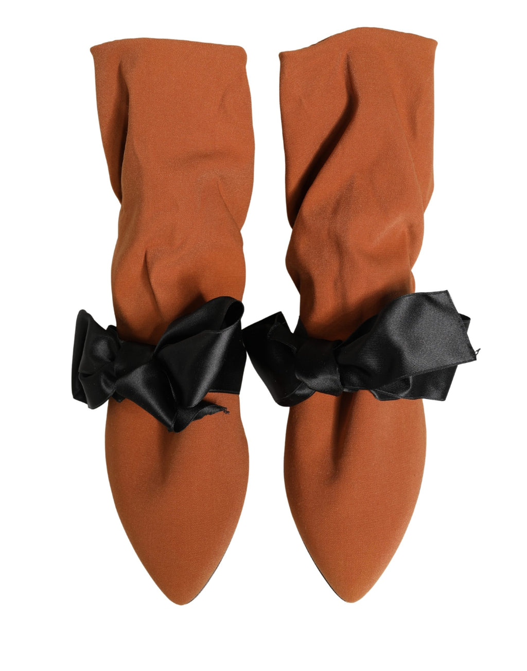 Bottes en daim marron et noir Dolce & Gabbana, chaussures élégantes pour femmes, vue de profil sur fond neutre.
