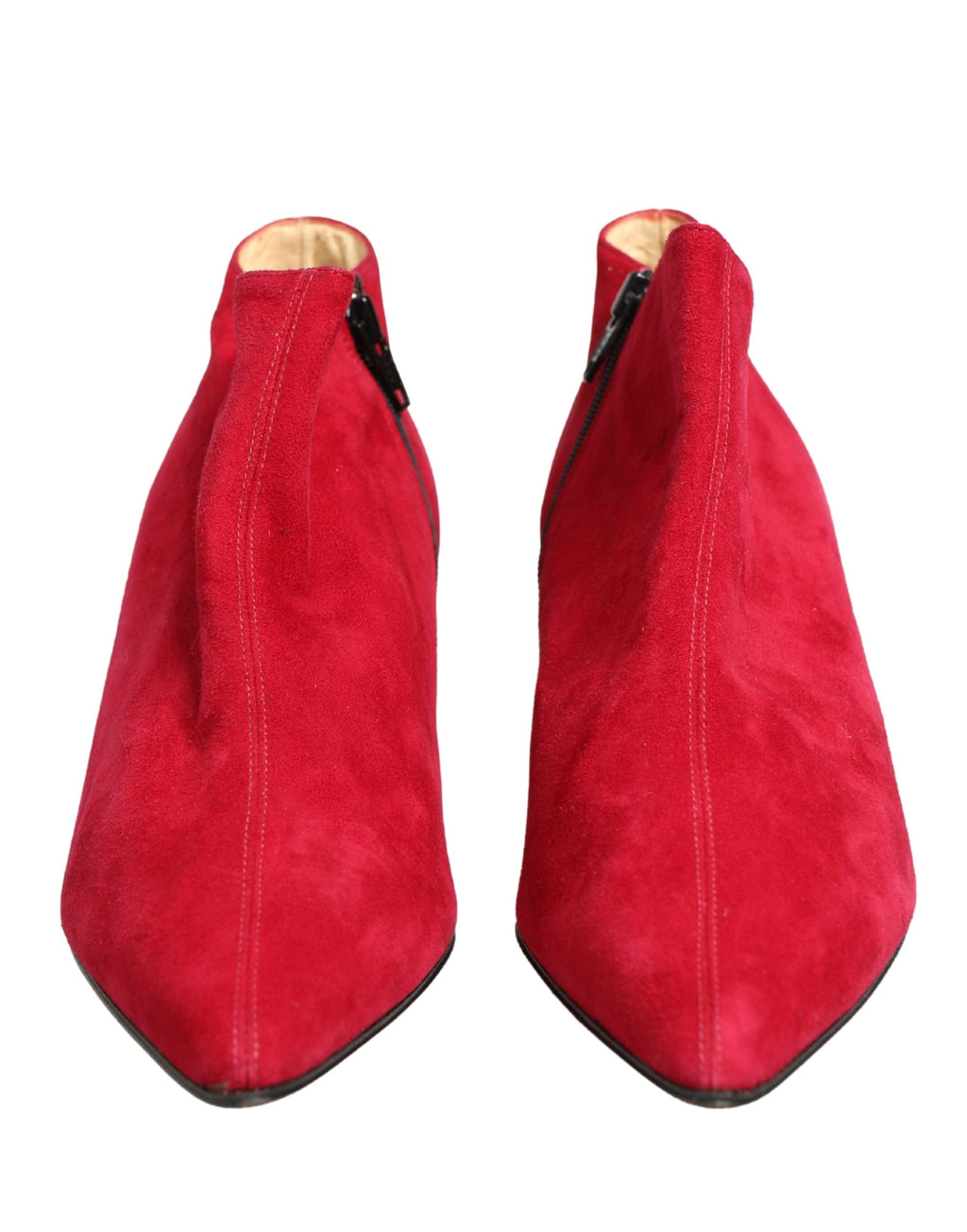 Bottines en daim rouge Dolce & Gabbana pour femme, chaussures élégantes à la cheville avec semelle en cuir.
