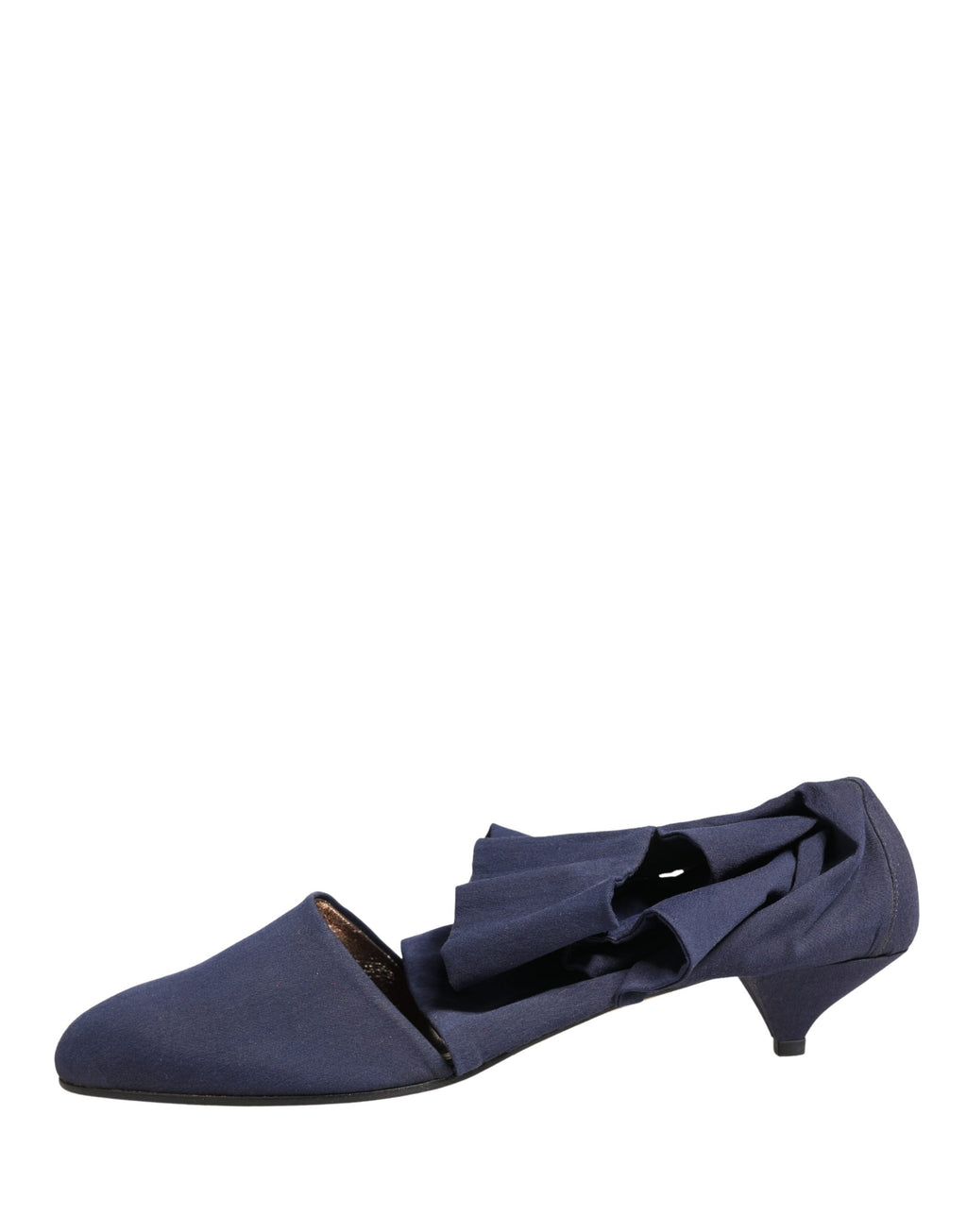 Bottes ankle en coton bleu de la marque Dolce & Gabbana, vue de profil, avec semelle beige et design élégant.