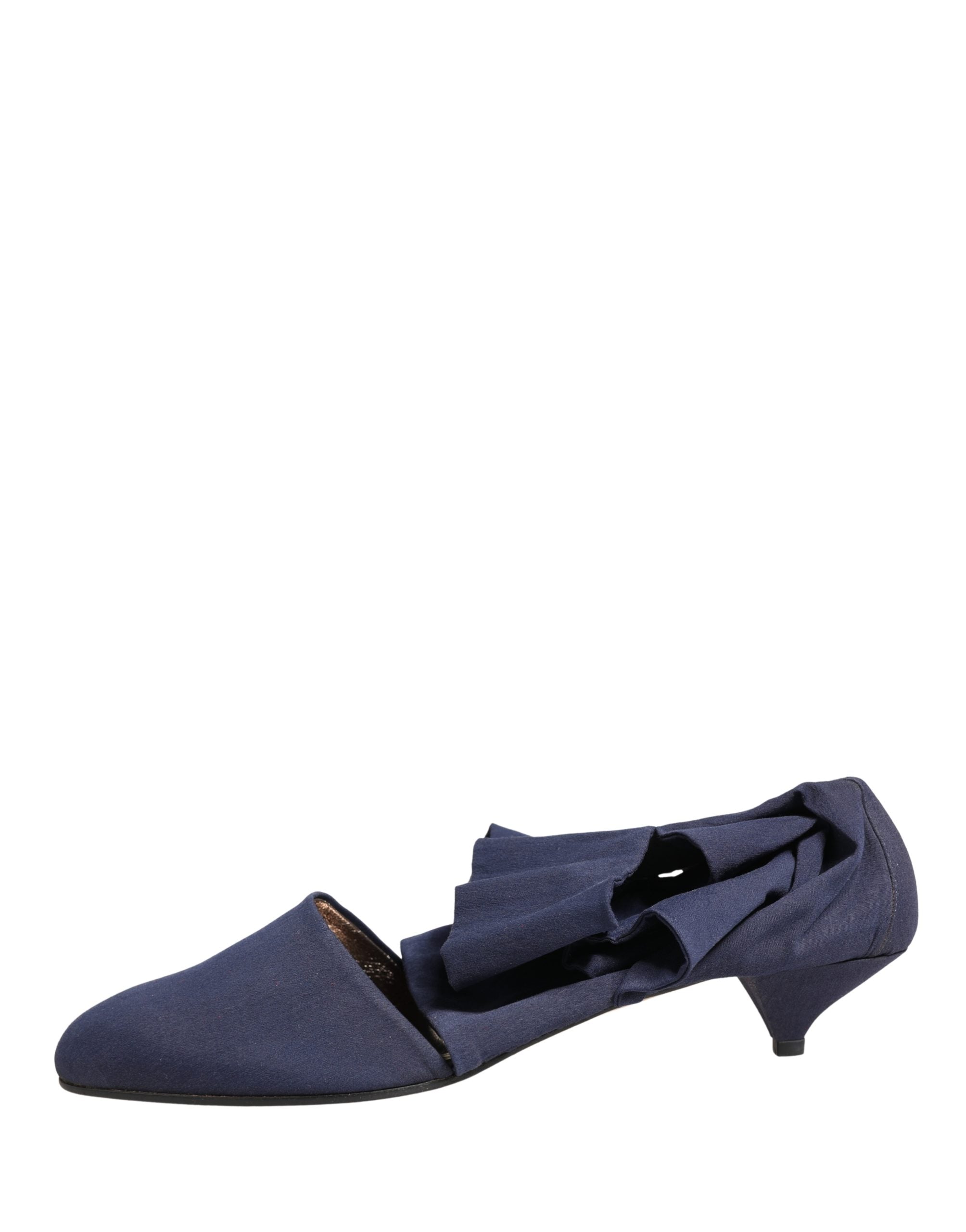Bottes ankle en coton bleu de la marque Dolce & Gabbana, vue de profil, avec semelle beige et design élégant.