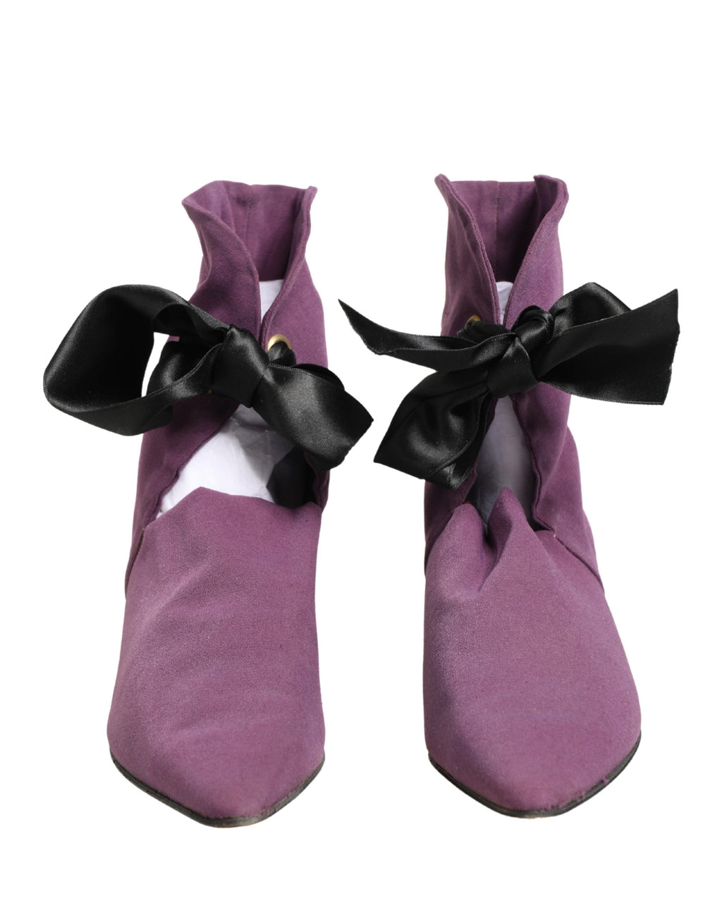 Bottes mi-mollet violettes Dolce & Gabbana en cuir, élégantes avec talons et détails sophistiqués.