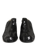 Mules noires Dolce & Gabbana à sequins brillants, chaussures élégantes pour femme, vue de face.