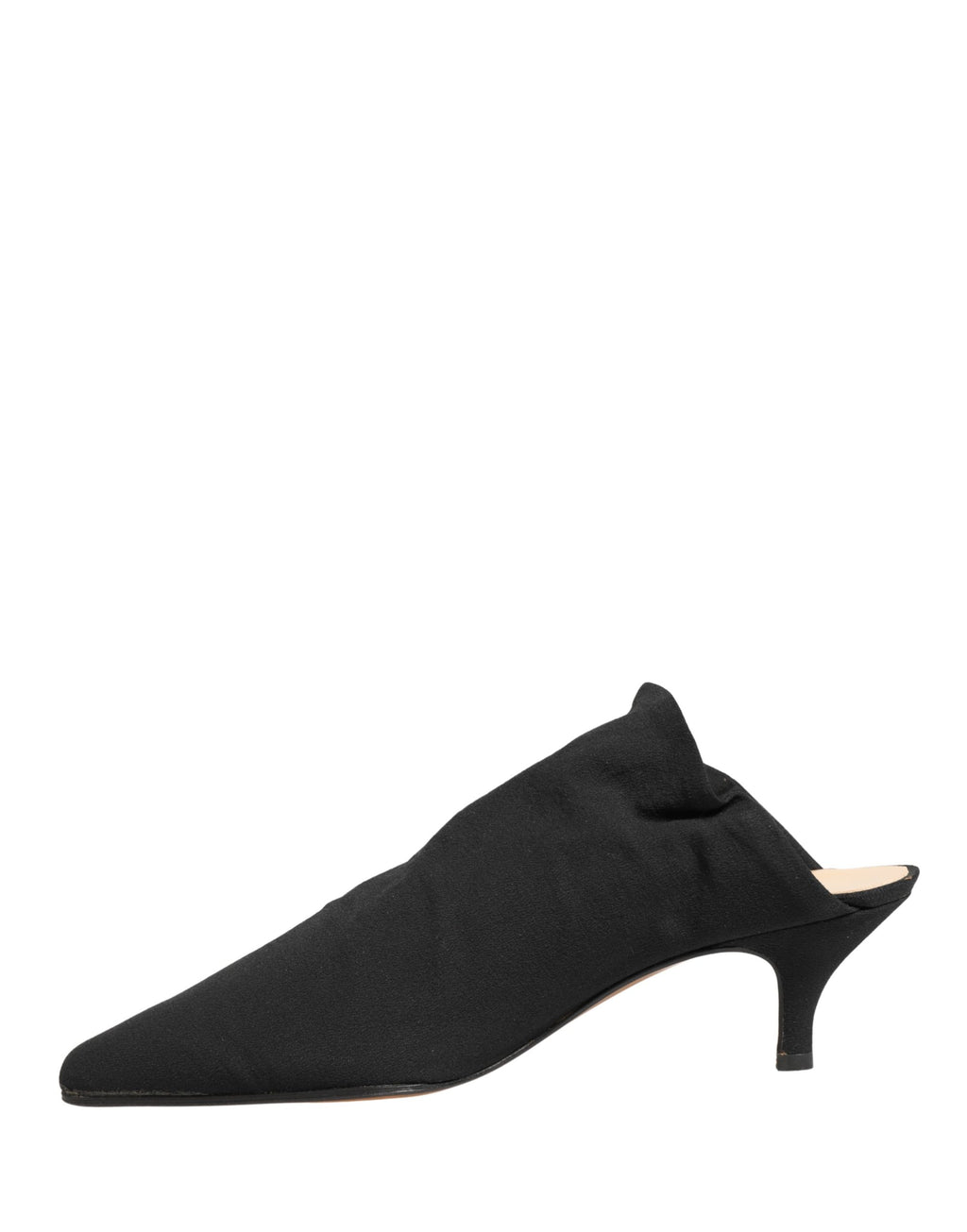 Chaussures mules à talons en daim noir Dolce & Gabbana, élégantes et sophistiquées, vues de face sur fond neutre.