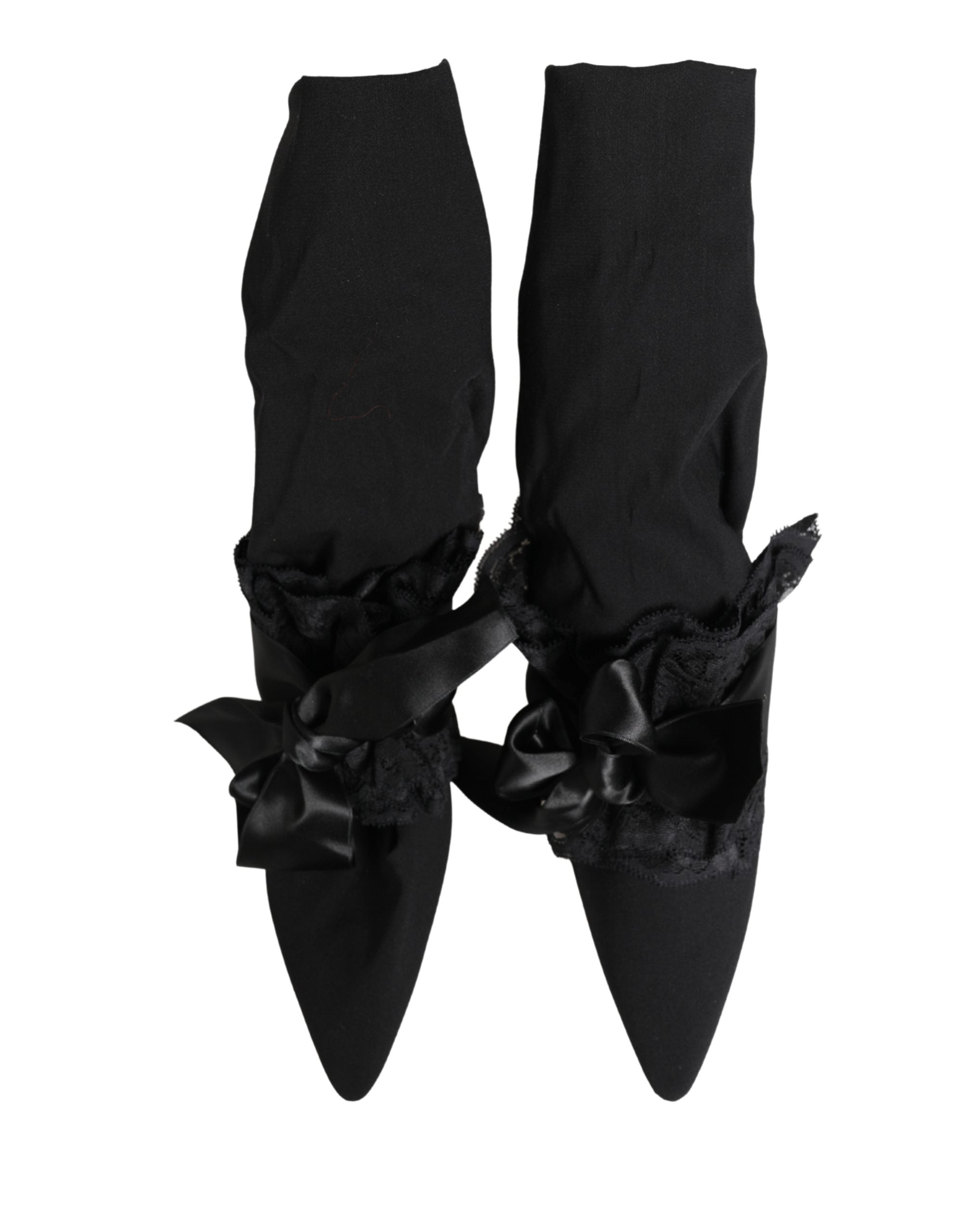 Bottes en daim noir Dolce & Gabbana jusqu’au mollet, élégantes et sophistiquées, avec talon et design moderne.