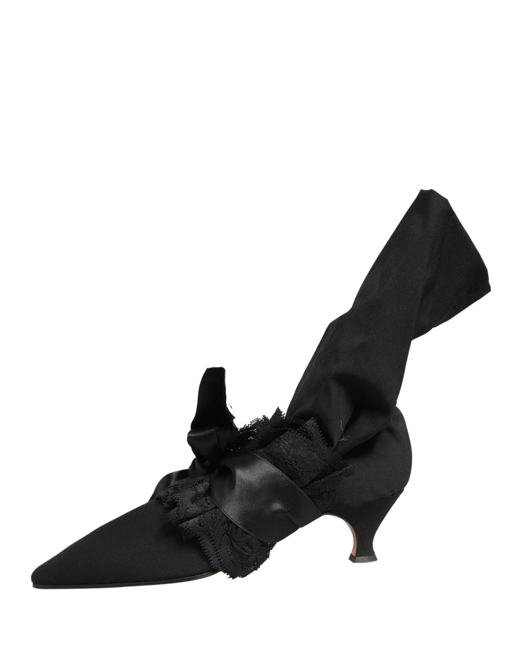 Bottes en daim noir Dolce & Gabbana mi-mollet, chaussures élégantes pour femmes, vue de profil.