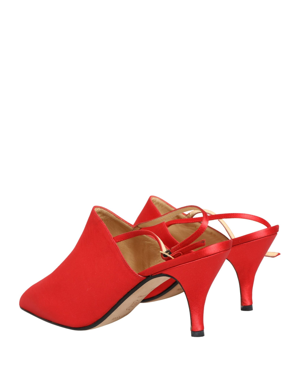 Chaussures à talons en daim rouge Dolce & Gabbana, slingback élégantes avec bride fine et talon haut.