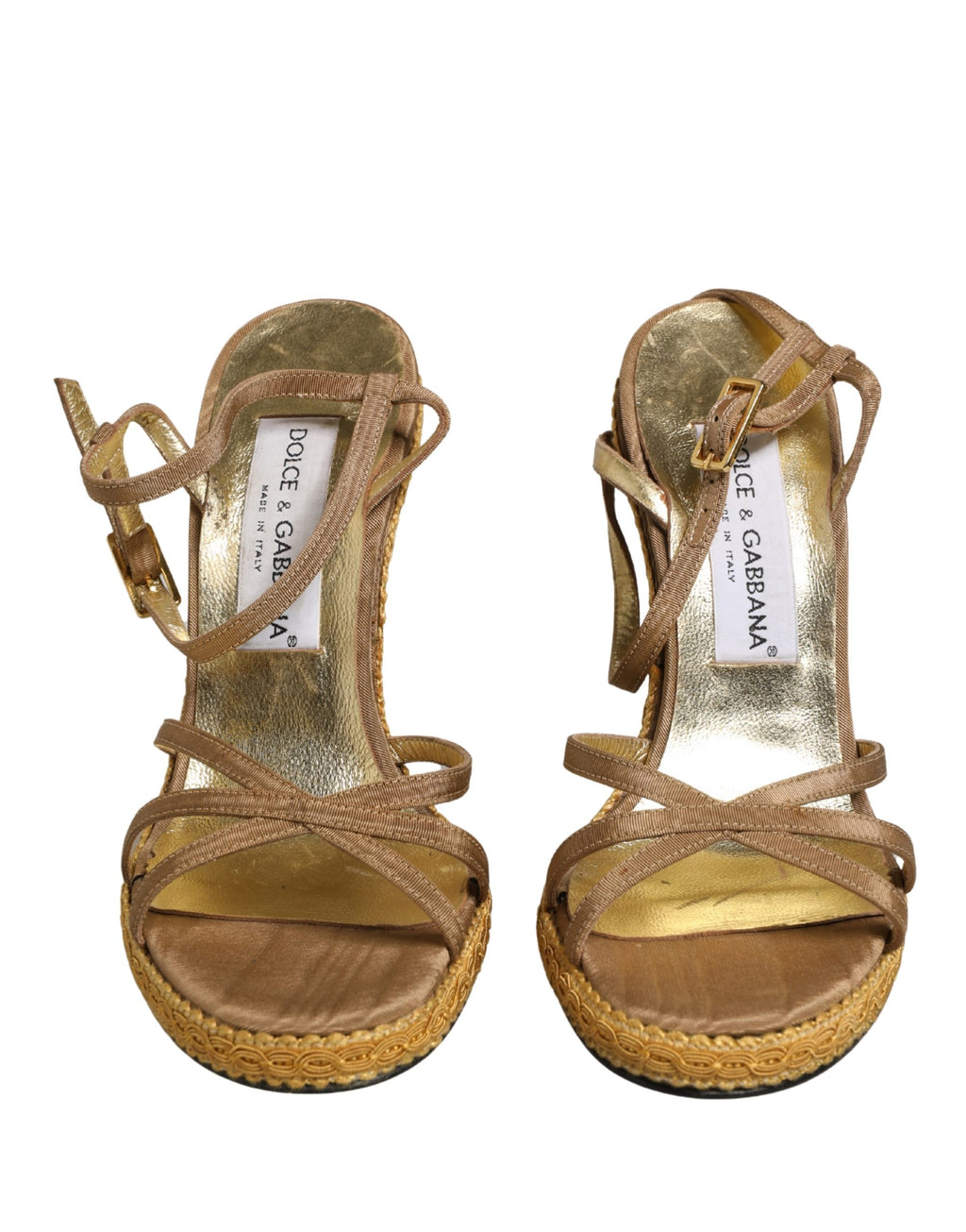 Chaussures Dolce & Gabbana à talons en cuir marron avec bride à la cheville, sandales à talons pour femme.