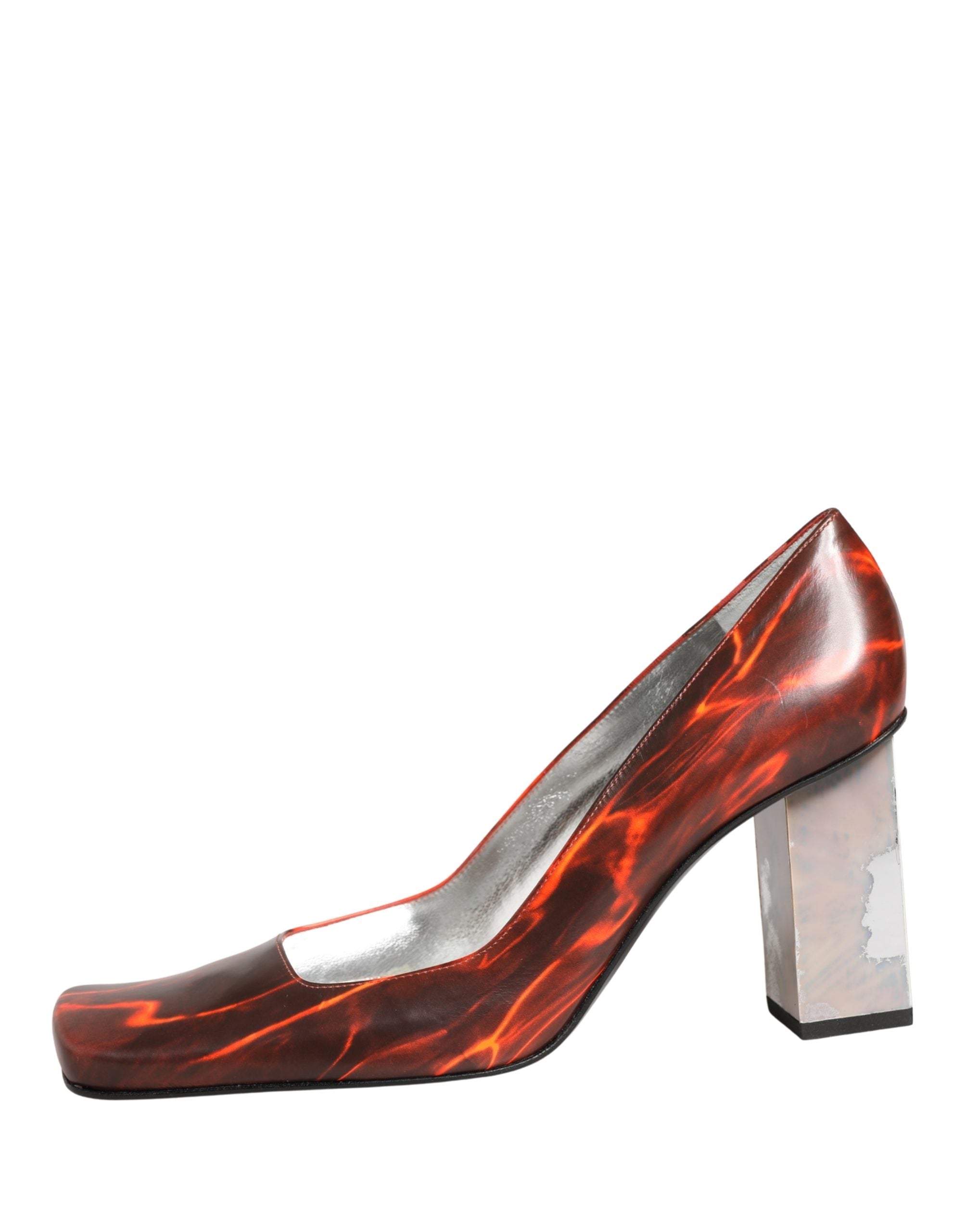 Chaussures Dolce & Gabbana à talons carrés en cuir multicolore, style élégant et sophistiqué.