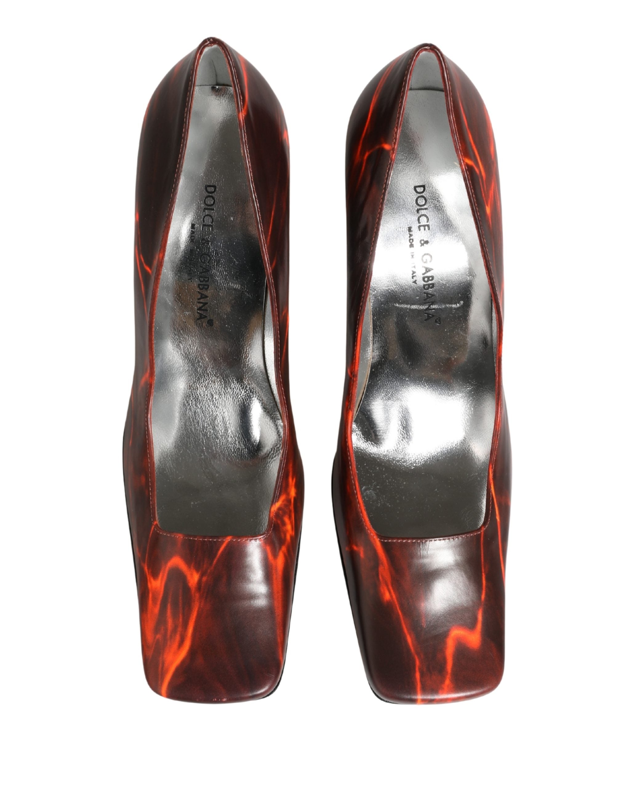 Chaussures à talons carrés Dolce & Gabbana en cuir multicolore, élégantes et sophistiquées.