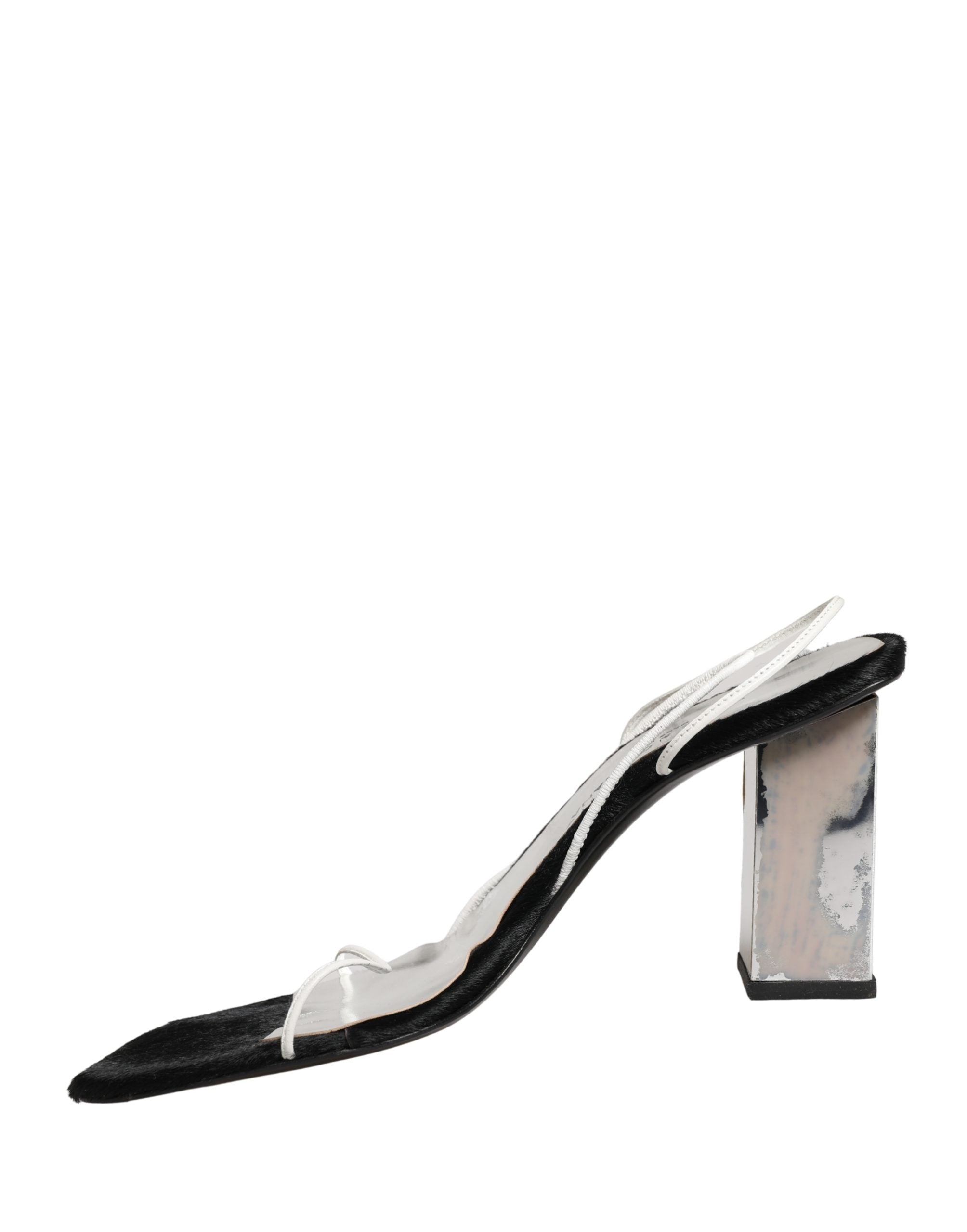 Sandales Dolce & Gabbana en cuir noir et argent, avec talons blocs élégants et modernes.