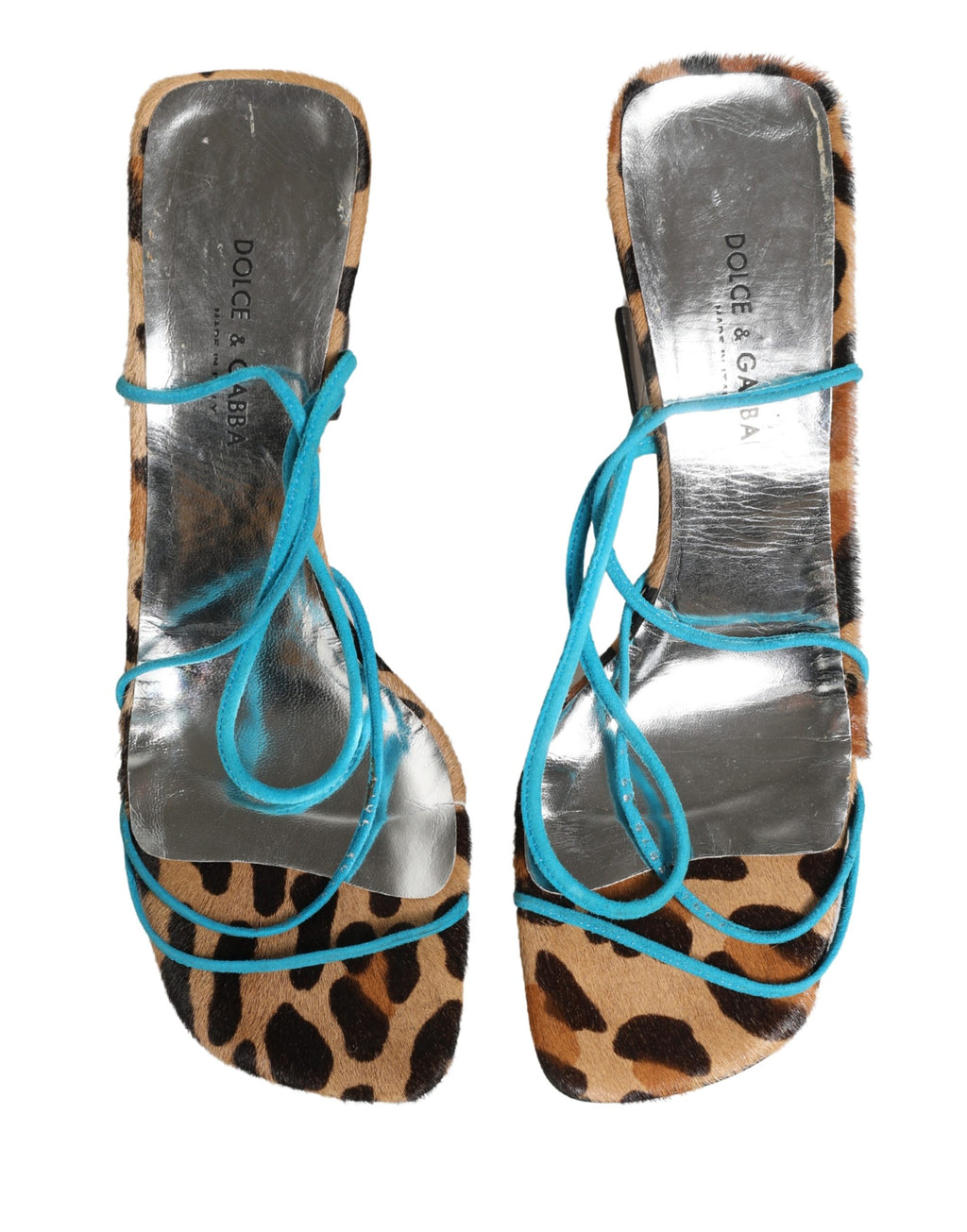Sandales à talons en cuir multicolore Dolce & Gabbana avec semelle à bloc, modernes et élégantes.