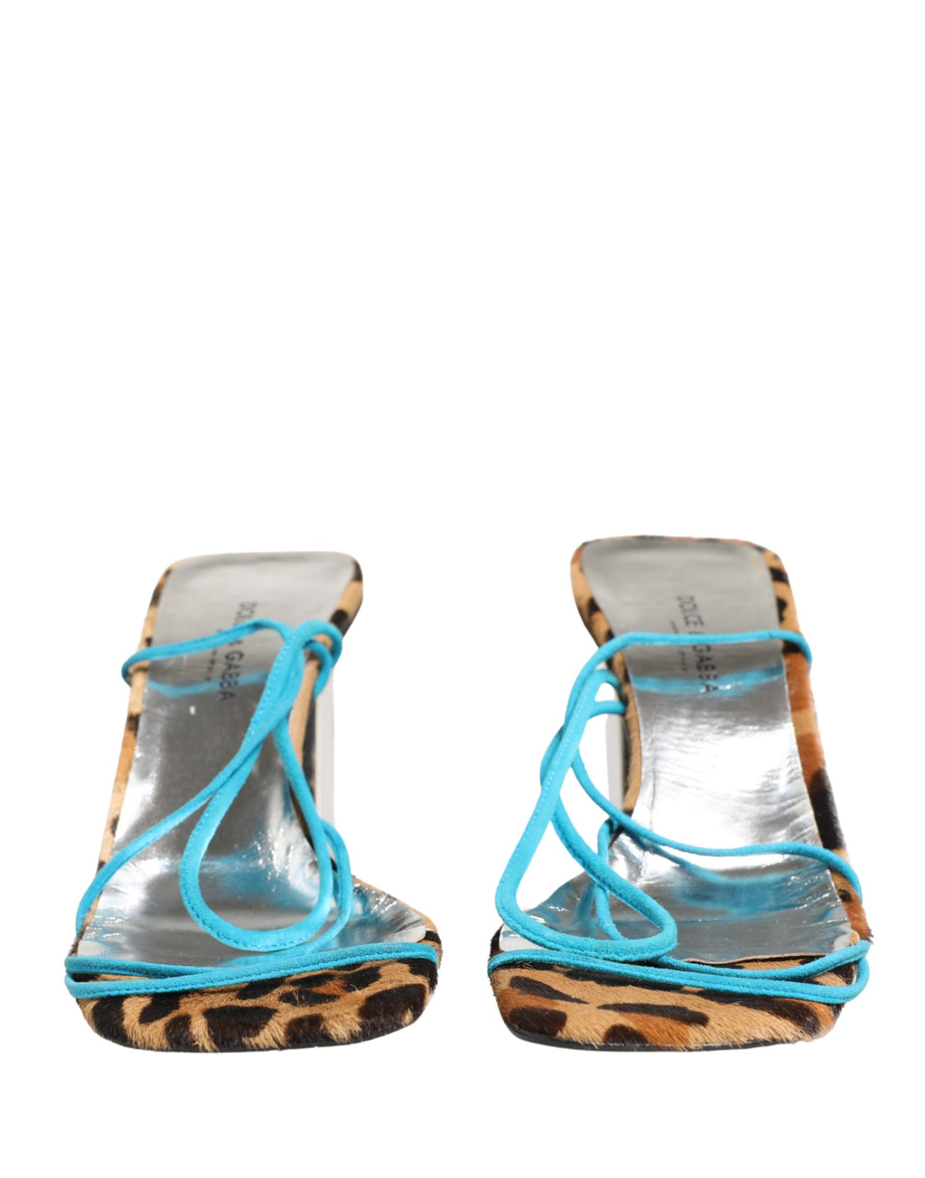 Sandales à talons en cuir multicolore Dolce & Gabbana, chaussures élégantes avec blocs de talons et design coloré.