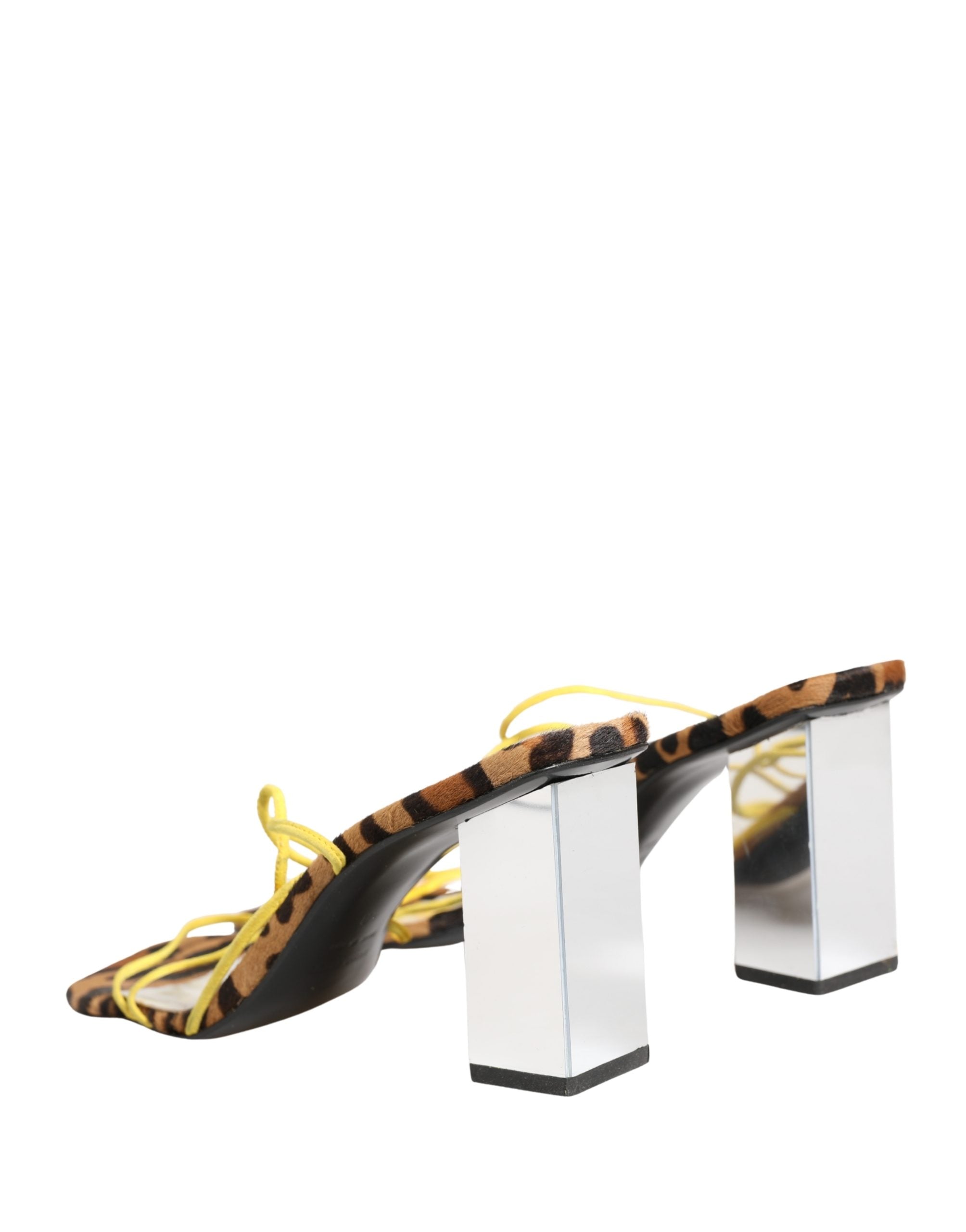 Sandales à talons en cuir multicolore Dolce & Gabbana avec semelles épaisses et design élégant, vues de côté.