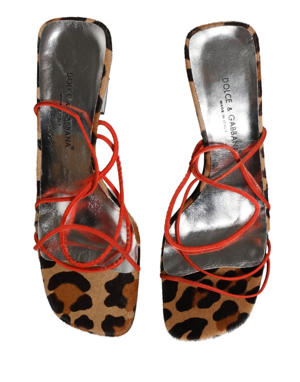 Sandales à talons en cuir multicolore Dolce & Gabbana avec semelle épaisse et design élégant, vues de côté.