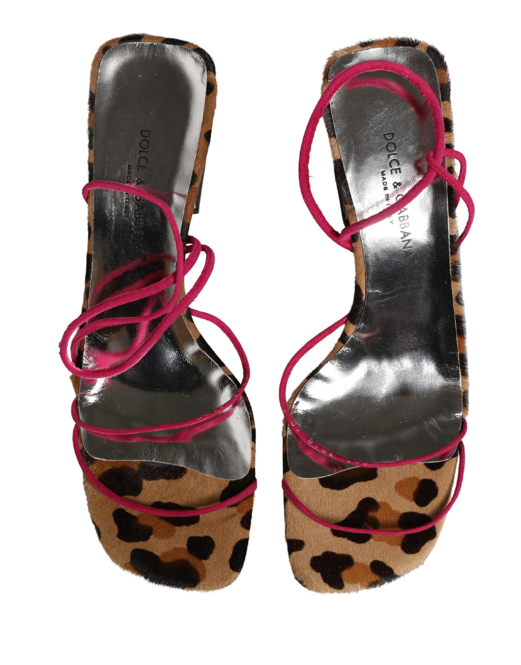 Chaussures Dolce & Gabbana sandales à talons en cuir multicolore avec talon bloc et design élégant.