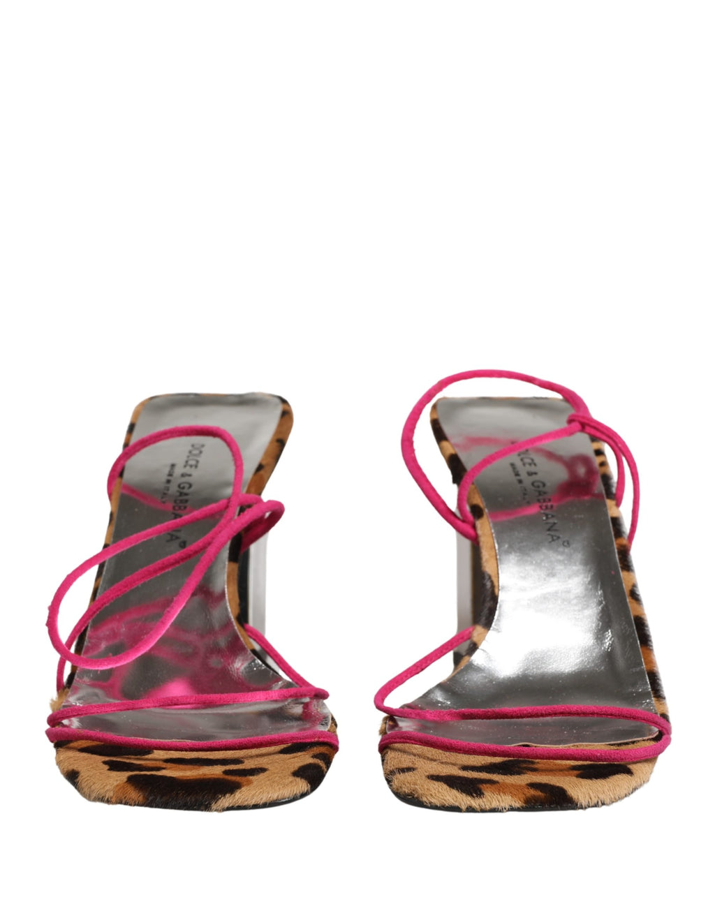 Sandales à talons en cuir multicolore de Dolce & Gabbana avec semelle à bloc, élégantes et tendance.