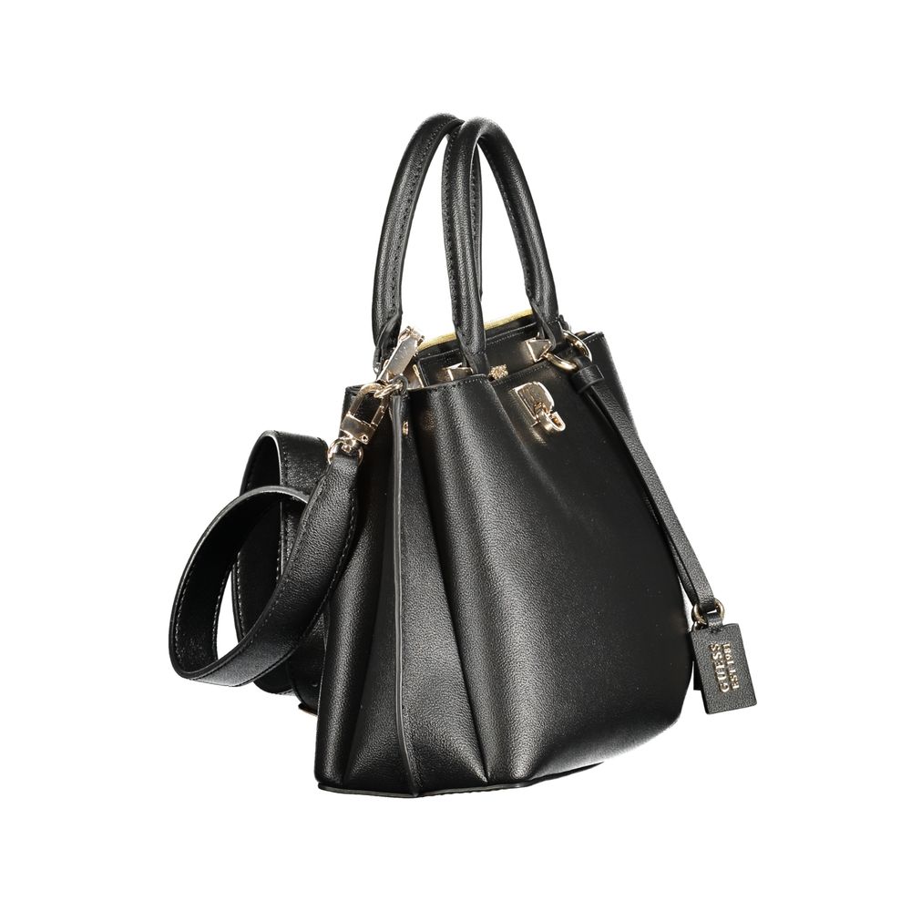 Sac à main pour femmes Guess Jeans en polyuréthane noir, design élégant et moderne avec logo Guess visible.