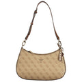 Sac à main beige Guess Jeans en polyurethane pour femmes, avec poignées élégantes et détails tendance visible dans l'image.