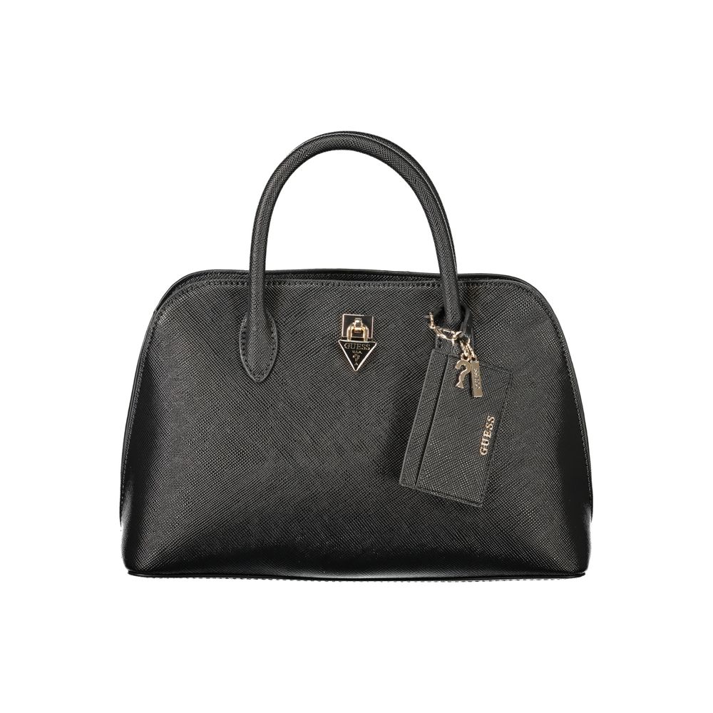 Sac à main Guess Jeans en polyuréthane noir pour femmes, avec poignées et design élégant.
