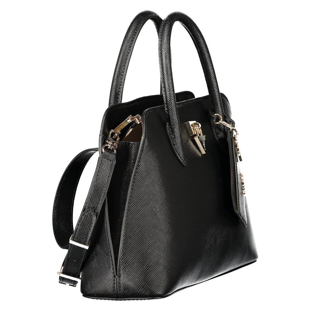 Sac à main Guess Jeans en polyuréthane noir pour femmes, avec détails élégants et poignée pratique.