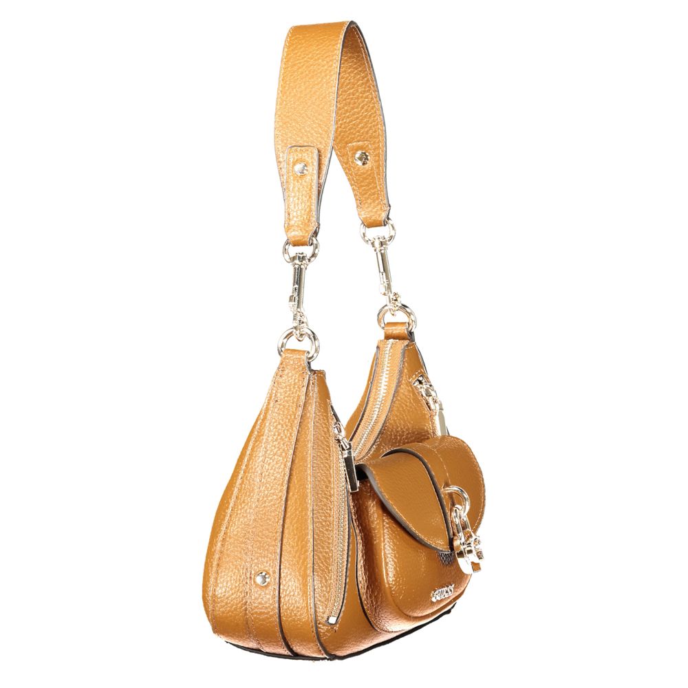 Sac à main marron en poliuréthane Guess Jeans pour femmes, élégant et pratique, avec design moderne et détails soignés.
