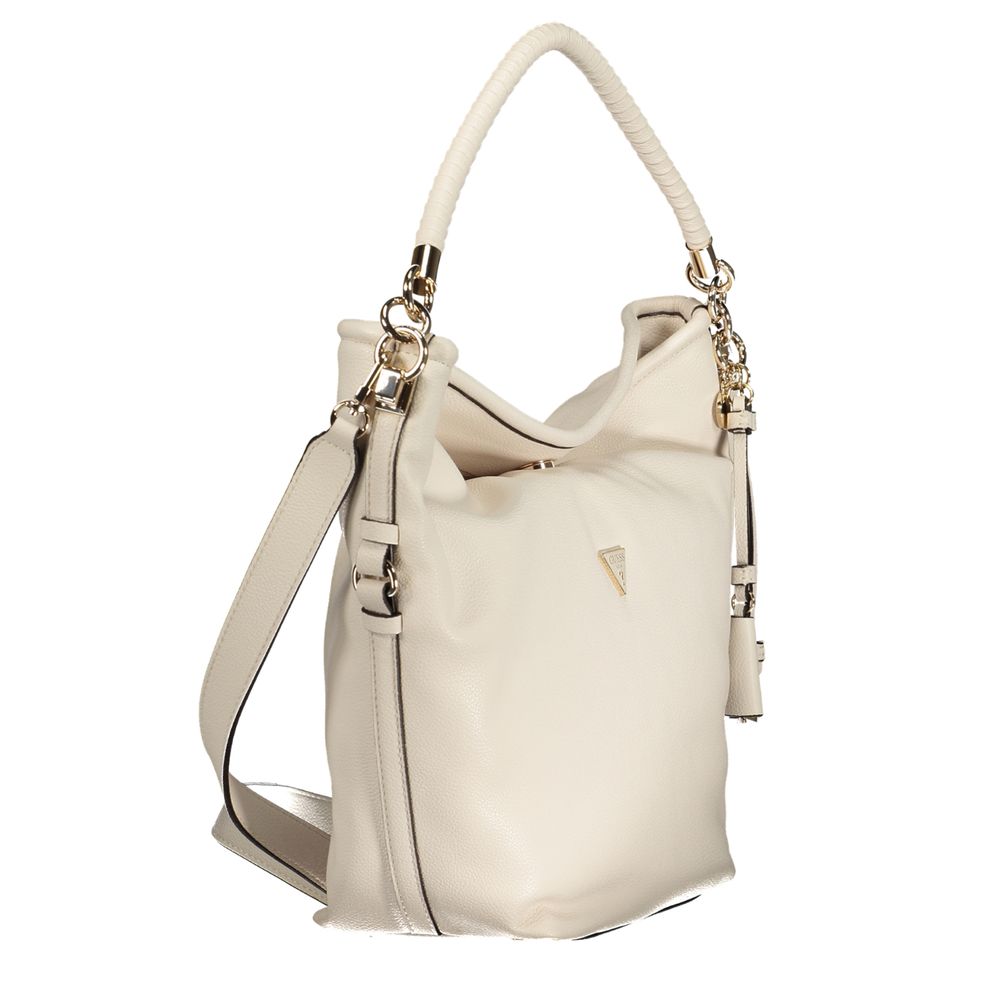Sac à main en polyuréthane noir Guess Jeans pour femme, avec design élégant et détails modernes.