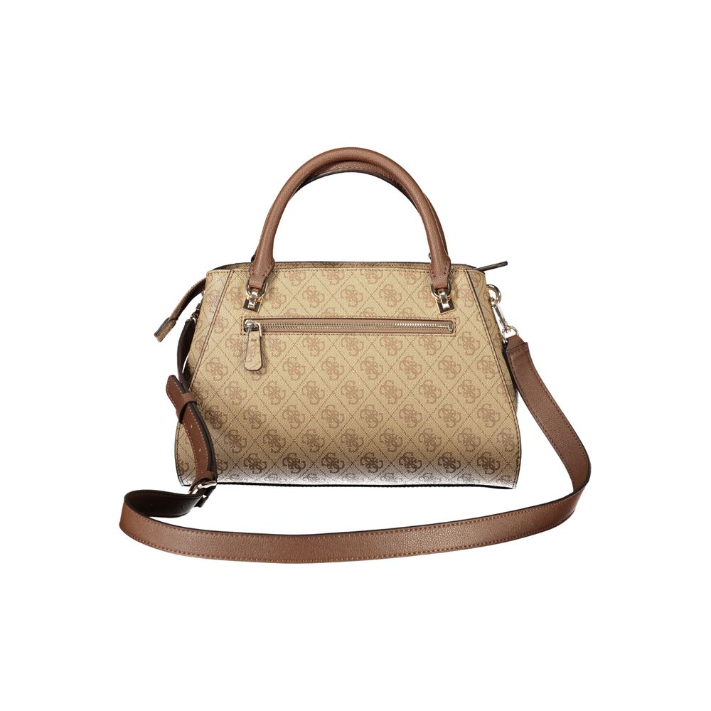 Sac à main Guess Jeans beige en polyuréthane pour femme, avec poches et détails élégants visible en image.