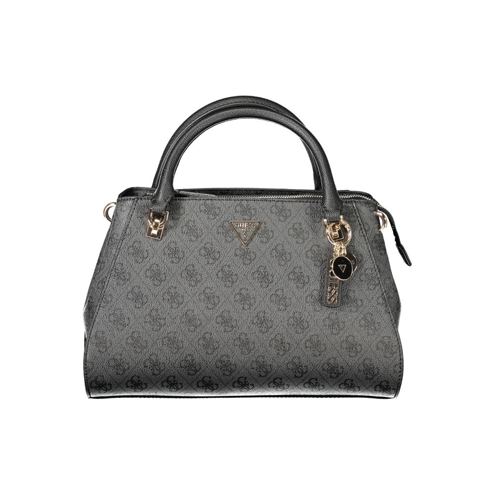 Sac à main noir en polyuréthane Guess Jeans pour femmes, sac à bandoulière chic avec finitions élégantes.