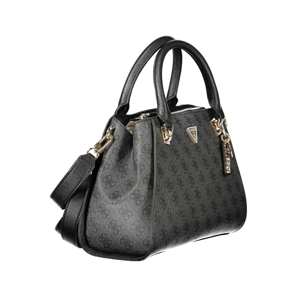 Sac à main pour femmes Guess Jeans en polyuréthane noir, design élégant avec détails modernes.