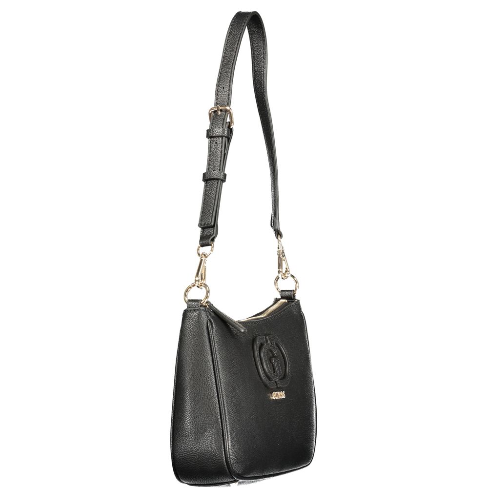 Sac à main Guess Jeans en polyuréthane noir pour femmes, avec poignées élégantes et design tendance.