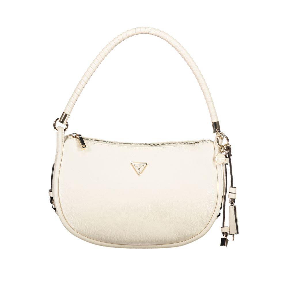 Sac à main blanc en polyuréthane pour femmes de Guess Jeans, avec design élégant et détails modernes.