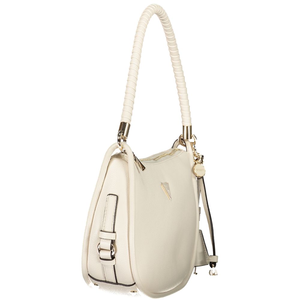 Sac à main Guess Jeans pour femme en polyuréthane blanc, design élégant et moderne, avec détails tendance visible sur l'image.