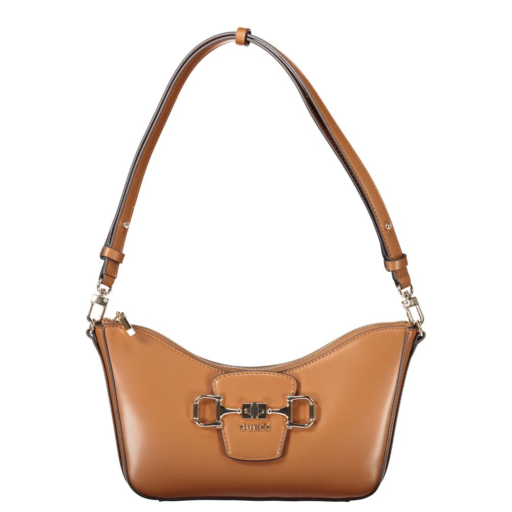Sac à main Guess Jeans pour femmes en polyuréthane marron, élégant et tendance, avec détails stylés.