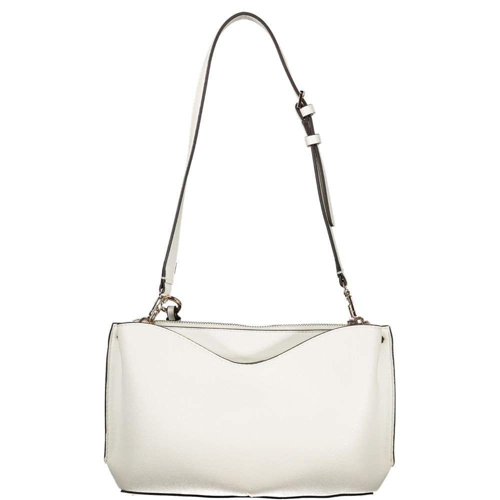 Sac pour femmes Guess Jeans blanc en polyuréthane, élégant et pratique, avec poignées et fermeture zippée visible sur l'image.