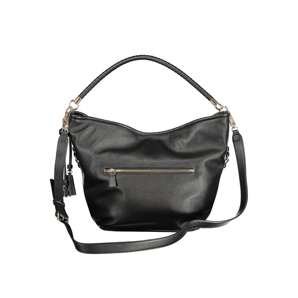 Sac à bandoulière noir Guess Jeans en polyuréthane pour femmes, design tendance et élégant, visible avec détails modernes.