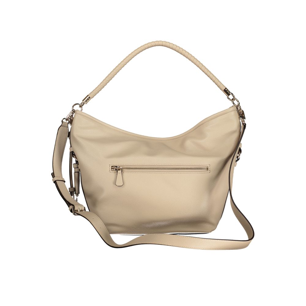 Sac à main Guess Jeans beige en polyuréthane pour femmes, sac à main élégant avec détails tendance.