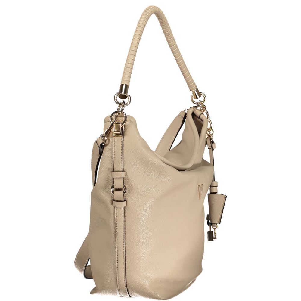 Sac à main Guess Jeans beige en polyuréthane pour femmes, sac tendance avec détails élégants et style moderne.
