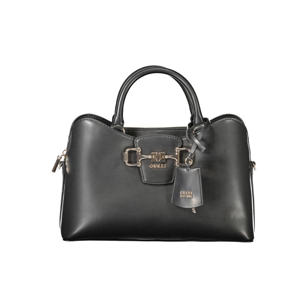 Sac à main en polyuréthane noir Guess Jeans pour femmes, avec design élégant et détails modernes visible dans l'image.