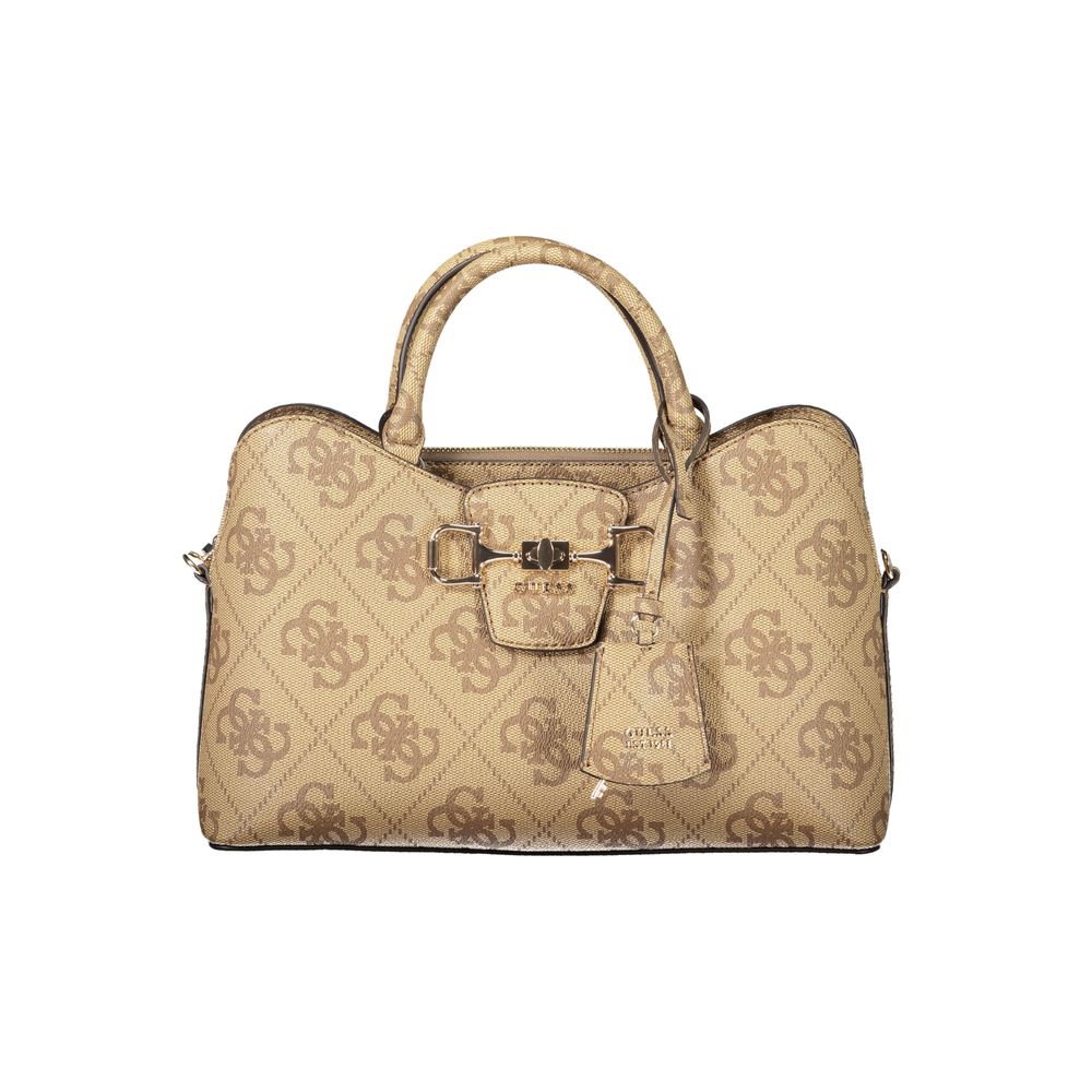 Sac à main pour femmes Guess Jeans en polyuréthane noir, style élégant avec détails modernes.