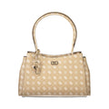 Sac à main femme Guess Jeans beige en polyuréthane, sac à bandoulière élégant avec poignées.