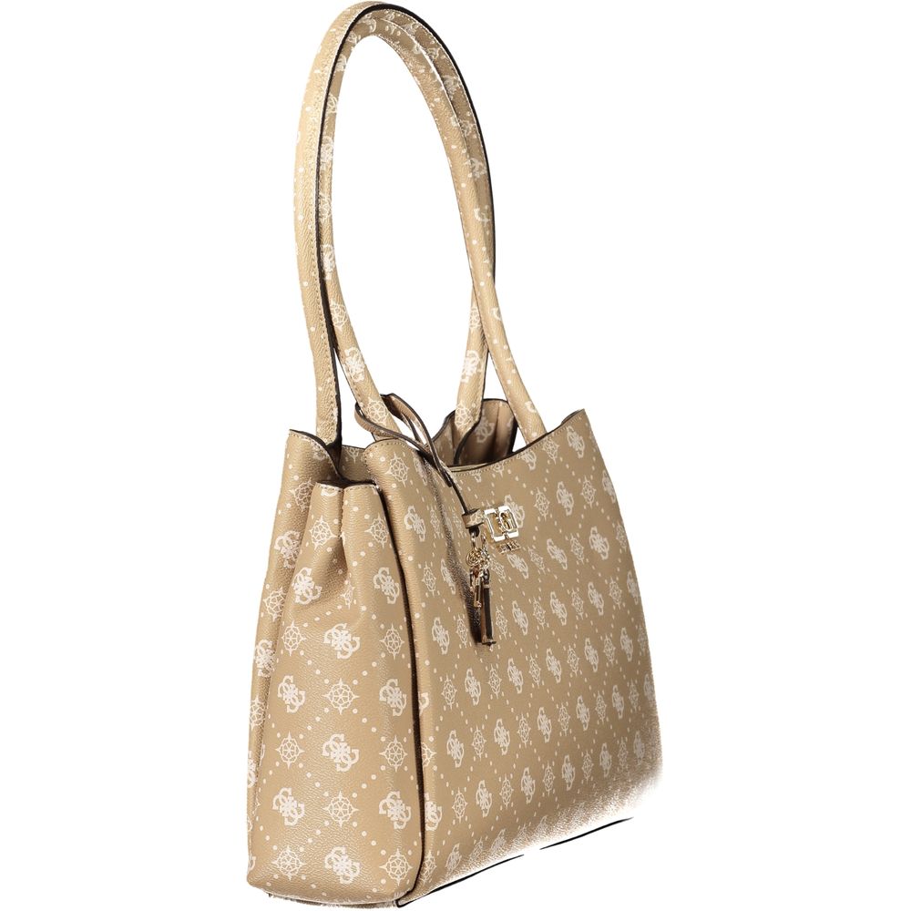 Sac à main Guess Jeans beige en polyuréthane pour femmes, design élégant et moderne, visible avec détails de la texture du matériau.