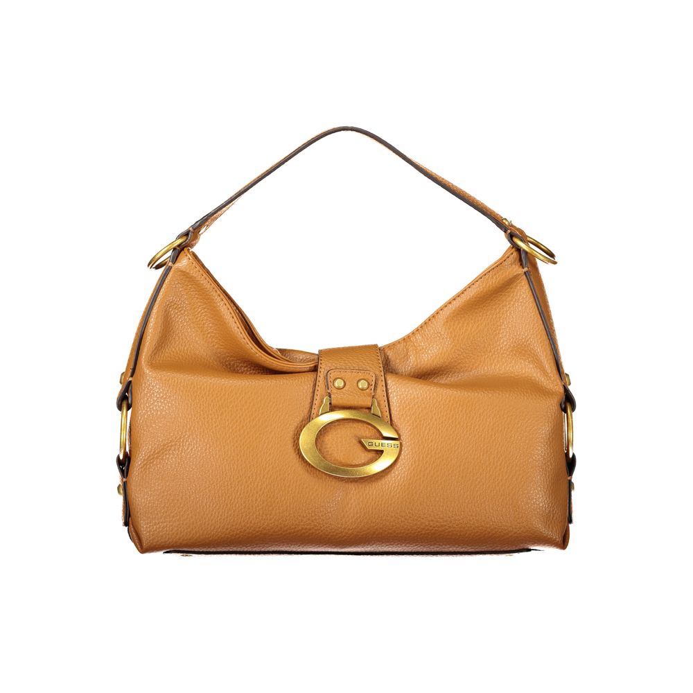 Sac à main Guess Jeans marron en polyuréthane pour femmes, sac à main élégant avec finition lisse et détails modernes.
