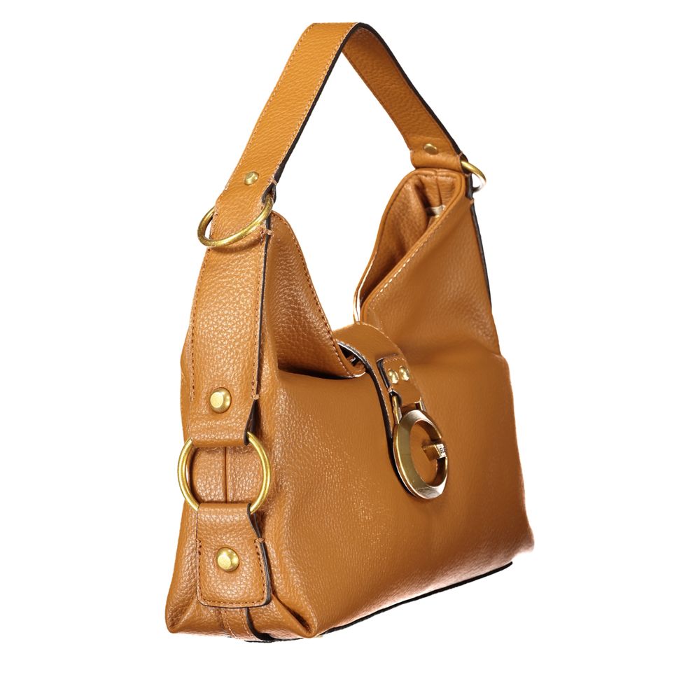 Sac à main marron en polyuréthane Guess Jeans pour femmes, sac à main élégant avec détails tendance.